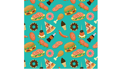 Delicious snack food seamless background vector