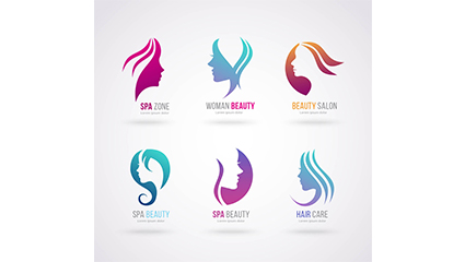 6 head of a woman vector symbol beauty salon