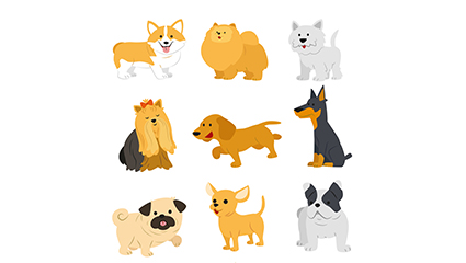 9 cute pet dog vector material