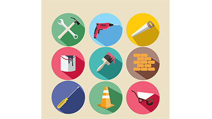 9 construction tools icon vector material