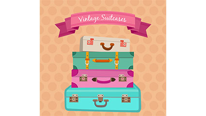 Color stacked suitcase Vector material