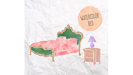 Water beds and bedside cabinets painted vector material
