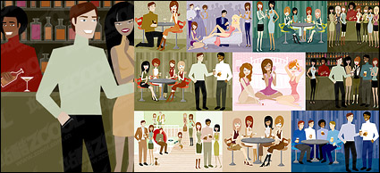 Series vector illustration of men and women of modern material-2