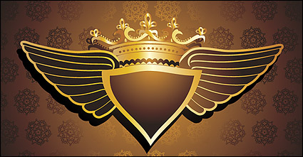 Crown patterns wings vector background material