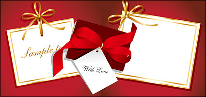 White cardboard ribbon bow vector material