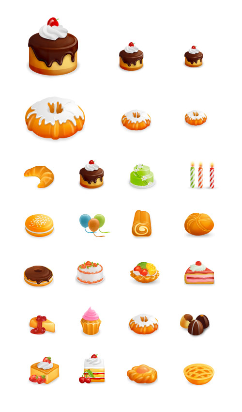 Western-style cakes Vector Icons