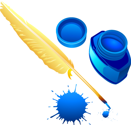 Quill and ink bottle