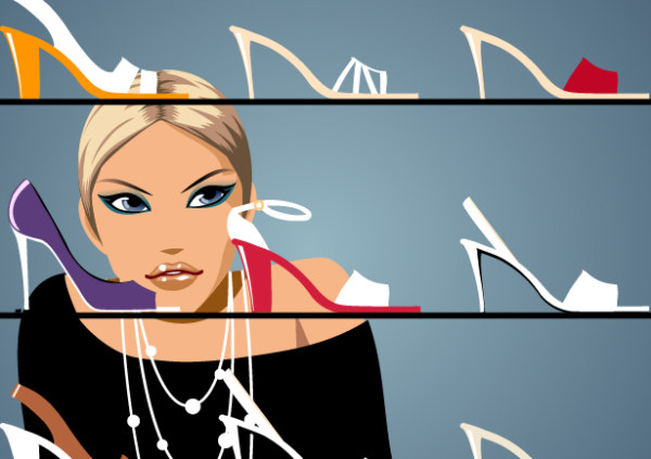Select shoes fashion women vector material