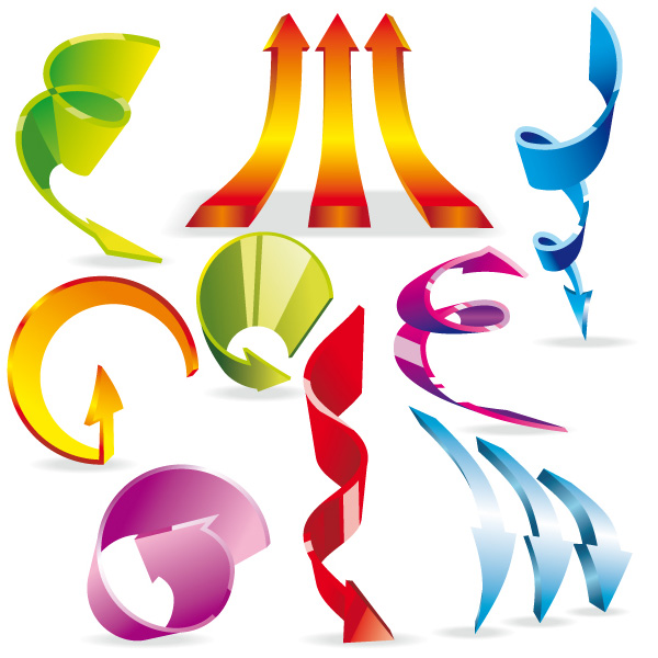 Dynamic arrow of colorful vector material