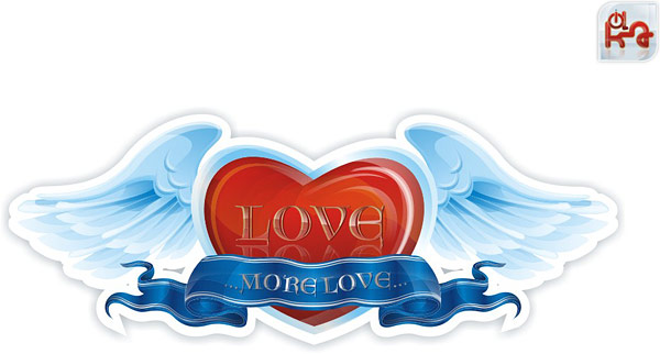 Heart-shaped wings Ribbon Vector