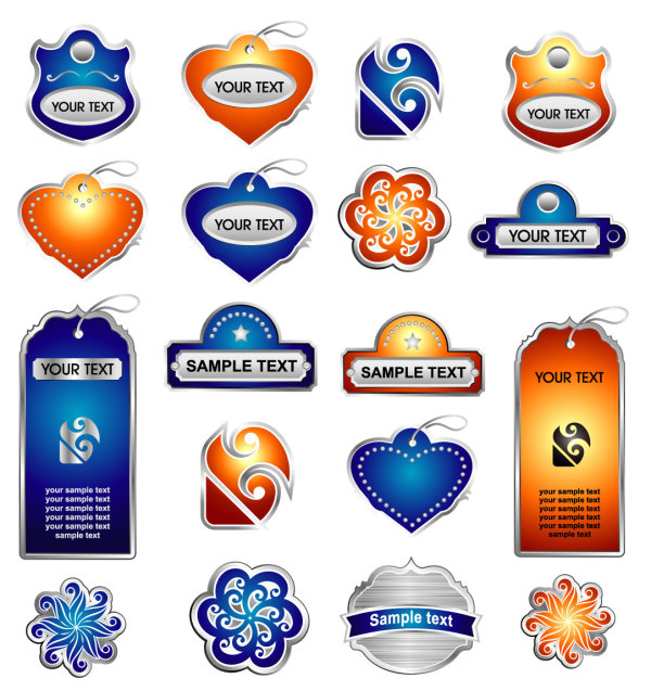 Delicate pattern label stickers - vector material