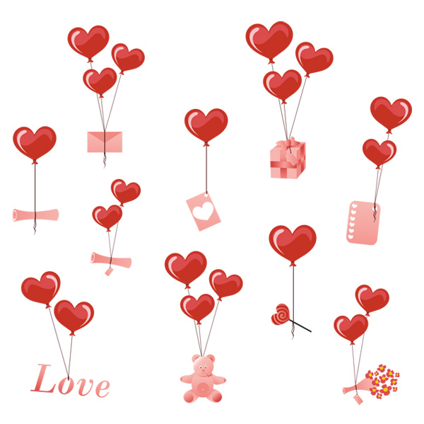 {Valentine's Day heart-shaped balloons element} vector material 