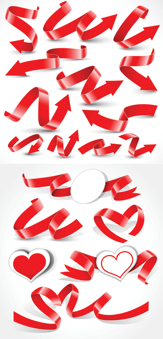 A variety of festive ribbon vector material
