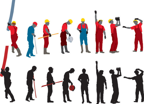 Workers' image and the silhouette 03 - vector