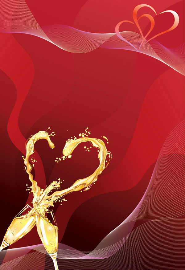 Heart-shaped champagne vector -4