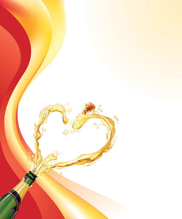 Heart-shaped champagne vector material -5
