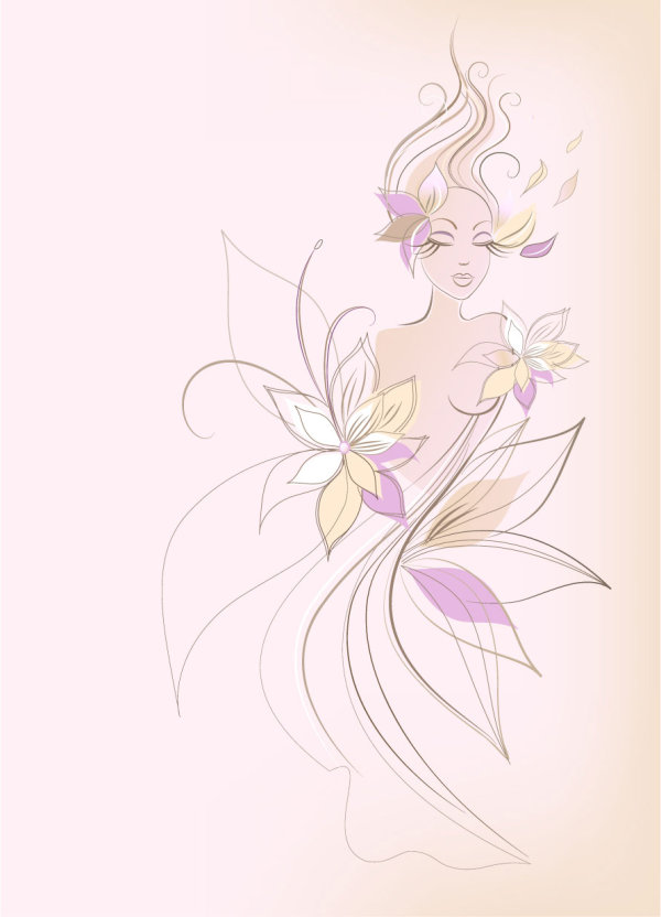 Fashion women illustration vector material -2