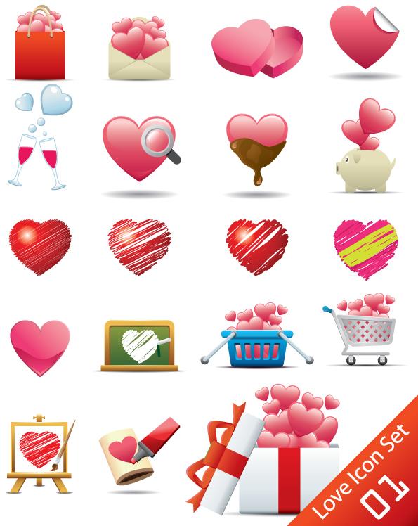 Romantic heart-shaped icon 02 - vector