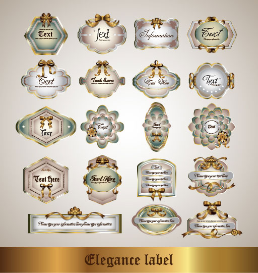 Ribbon theme label vector material -1