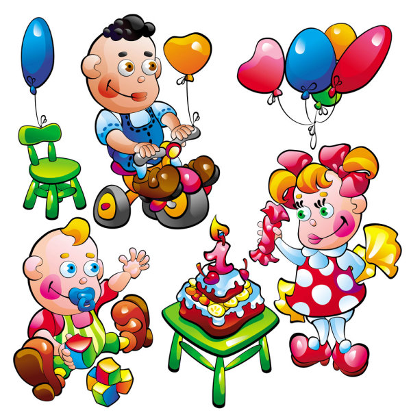 Cartoon baby food toys 01 - vector