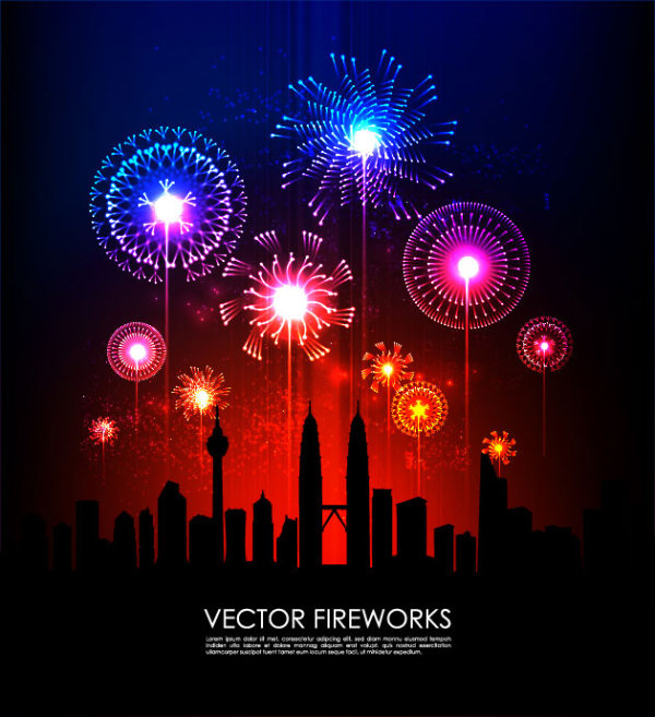 Festive fireworks 02 - vector material