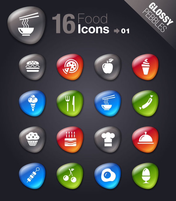 Smooth soft stone icon 01 - vector material