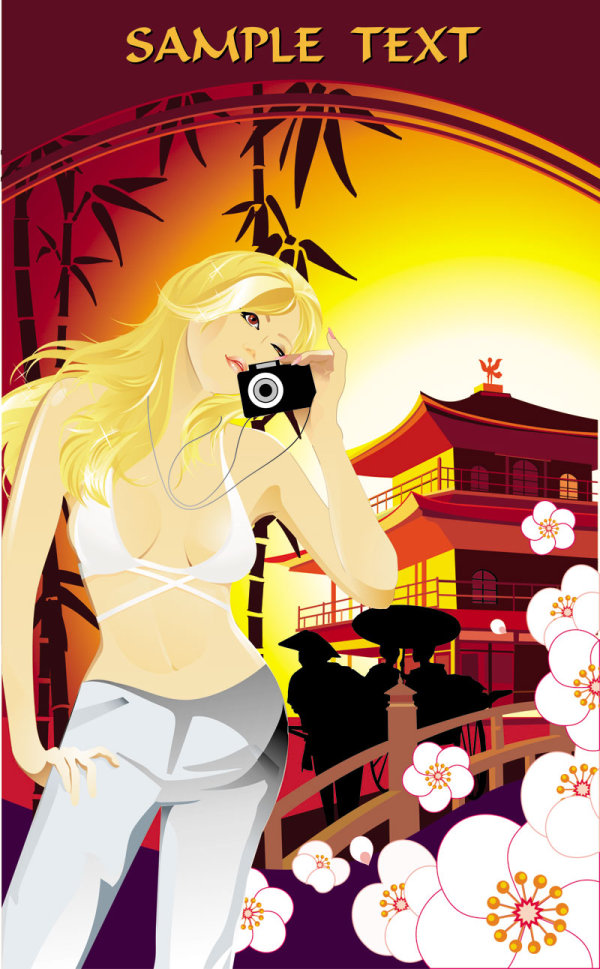 Cartoon girls 02 - vector material