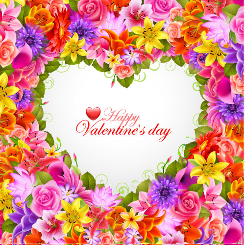 Valentine's Day flowers background 04 - vector material