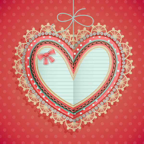 Valentine's Day heart-shaped tag 01 - vector material