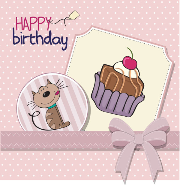Cartoon birthday card 01 - vector material