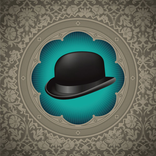 Gentleman hat background 02 - vector