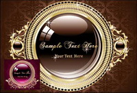 Gold circular border pattern vector material