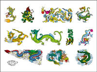 Chinese Classical Dragon nine vector material