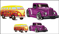 2 beautiful car vector material