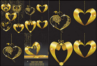 Gold heart-shaped pendant Vector
