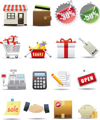 Supermarket Shopping Icons - Vector