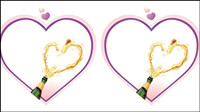 Heart-shaped champagne vector material -2