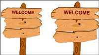 Cartoon wood sign 01 - Vector