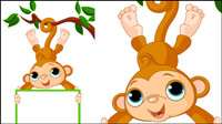 Monkey cartoon image 02 - vector material
