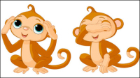 Monkey cartoon image 01 - vector material