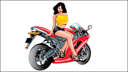 Sexy beauty and sports car 02 - vector material