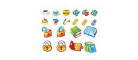 Books food icon vector material lock link