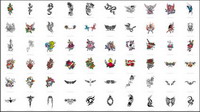 Swords, dragons, butterflies, roses, crosses, Phoenix, eagles, totem vector