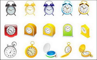 Alarm clock, clock and stopwatch vector