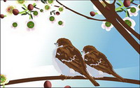 Two birds vector