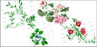 Fashion flowers and leaves psd layered material
