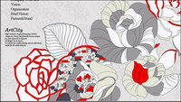 Hand-painted roses psd line drawing effects layered material