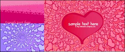 3 Valentines Day heart-shaped card background vector material