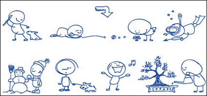 Ball-point pen drawing of the cartoon vector material -2