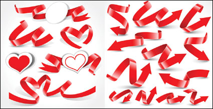 A variety of festive ribbon vector material